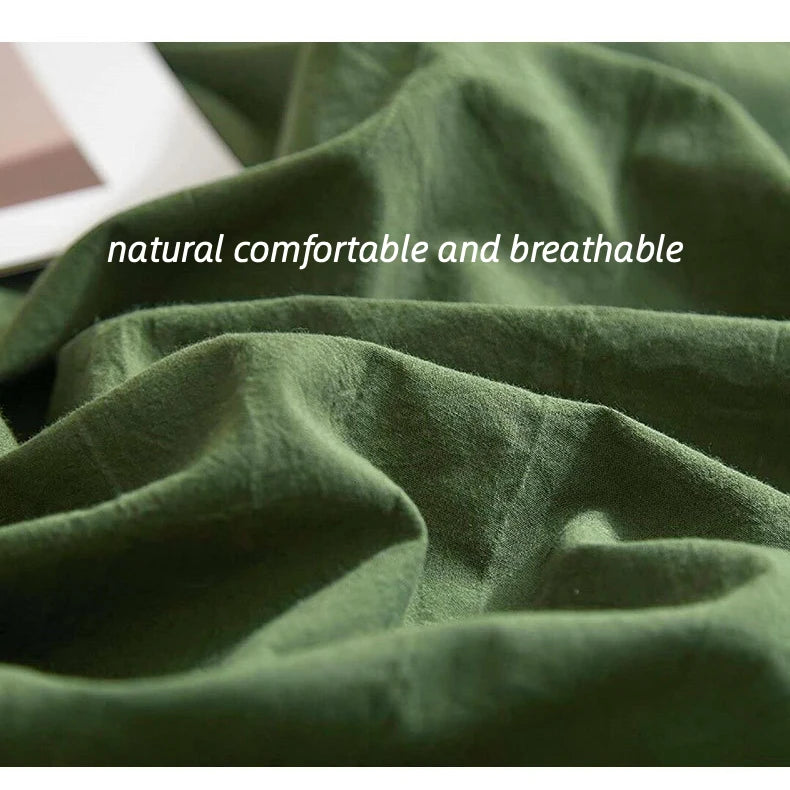 Custom Solid Color Summer Cool 4 Piece Bed Sheet and Duvet Set Nordic white bedding For Hotel Naked Sleeping Han Linen 4 PCS Set