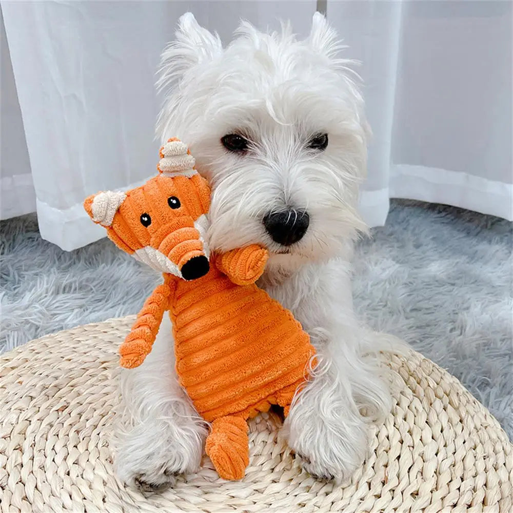 Plush Dog Toys Corduroy Animal Shape Dogs Chew Squeaky Toy Bite Resistant Molar Teeth Cleaning Puppy Training Interactive Toys