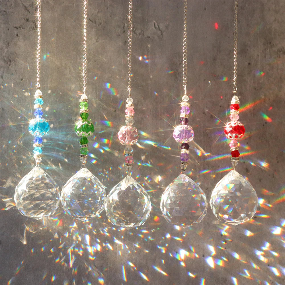 Transparent Ball Crystal Light Collection Pendant Durable Hangable Crystal Reflective Jewelry Window Accessories for Living Room