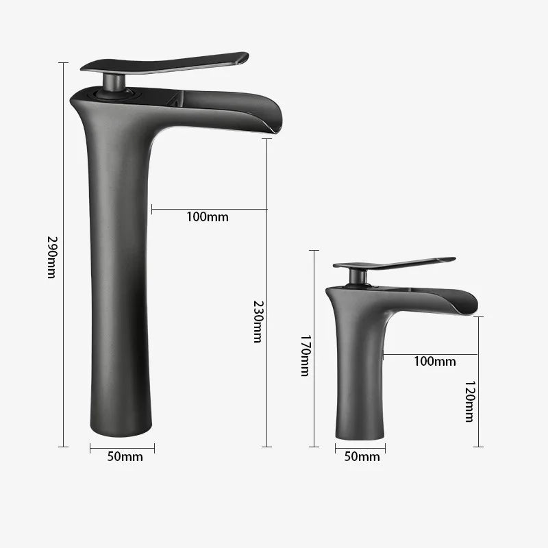 Basin Faucet Grey Waterfall Faucet Brass Bathroom Faucet Gold Bathroom Basin Faucet Mixer Tap Hot and Cold White Sink faucet