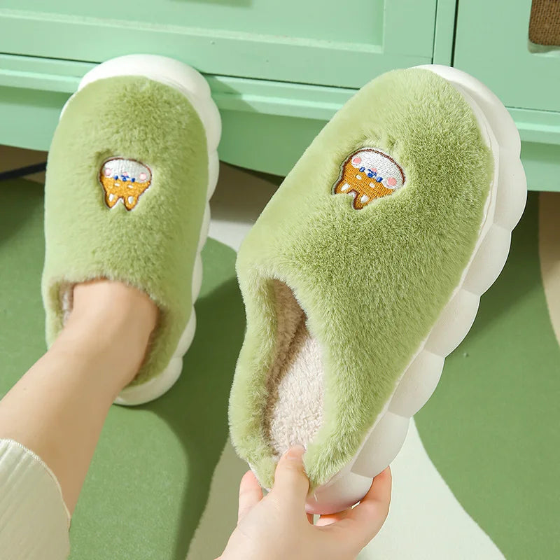 2024 New Winter Soft Sole Mens Indoor Floor Antiskid Slides Bedroom Slippers Warm Fluffy Slippers Male Home Casual Cotton Shoes