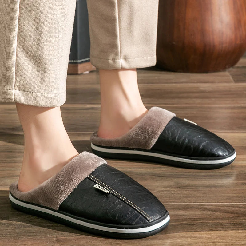 Water Repellent Home Slippers Soft Cozy House Slippers Anti-skid Slip-on Shoes Indoor For Men Winter Shoes