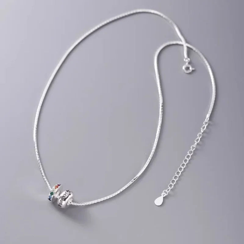 S925 Sterling Silver Snake Bone Chain Colored Zircon Garland Rainbow Pendant Necklaces For Women Round Circle Charm Fine Jewelry