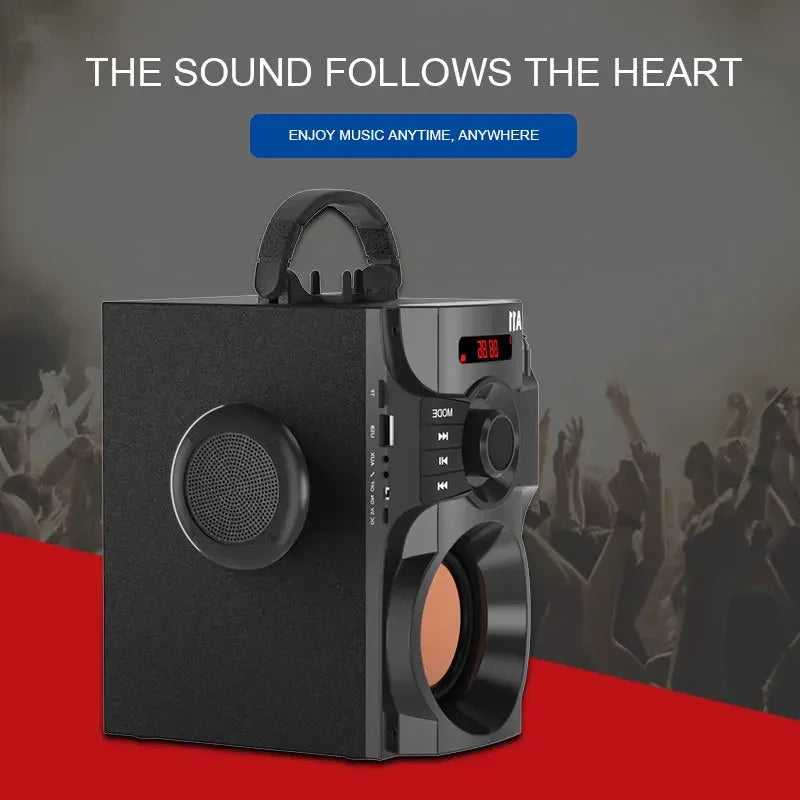 Portable Subwoofer Wireless Bluetooth Speaker Outdoor Hi-Fi Surround Bass Remote Control FM Radio Support Microphone Karaoke