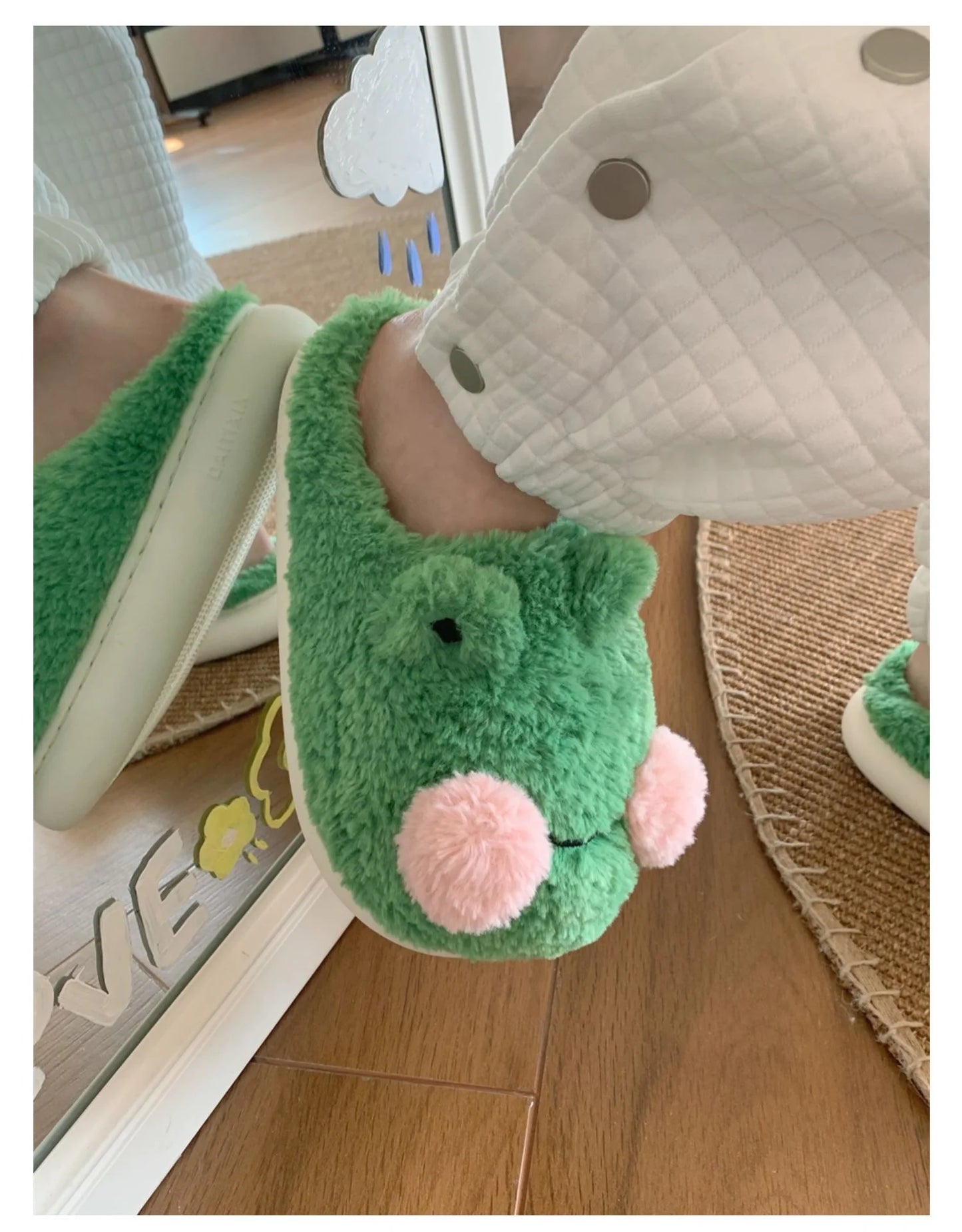 Funny Couple Lovely Frog Cotton Slippers 2022 Winter Student Anti Slip Warm Plush Home Slipper Men And Women Household Shoes