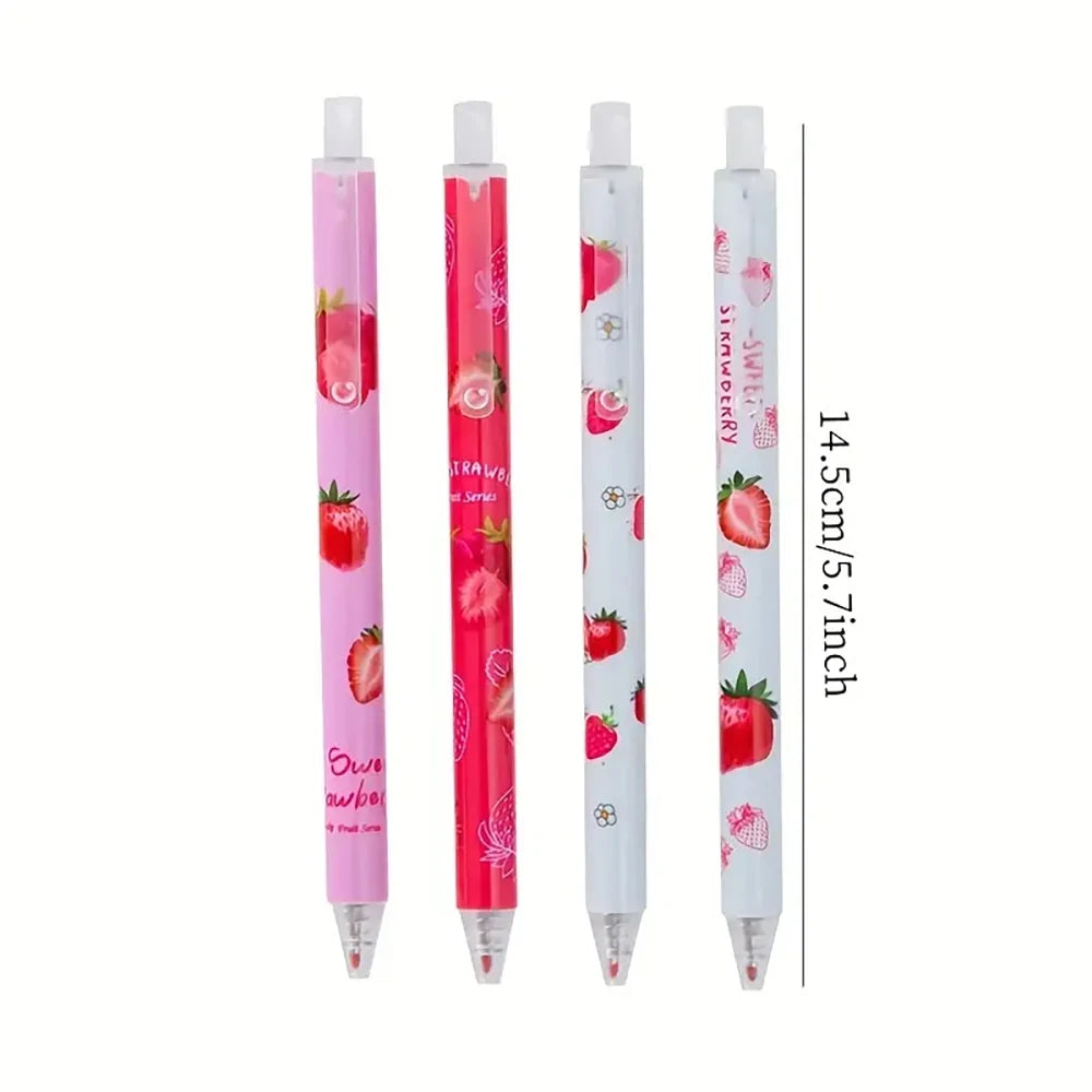 6pcs Sweet Strawberry Scented Retractable Gel Pens  Classic Ballpoint Pen Writing Pen Office School Writing Stationery