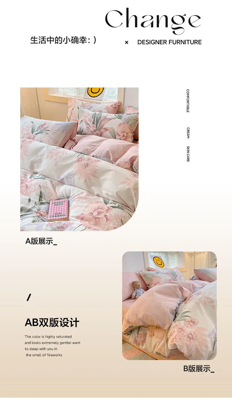 Home Textile Water Wash 3 Piece Bedding Set, Summer and Winter Blanket, Large Sheet Bed Bed Sheets and Pillowcases Bed Set