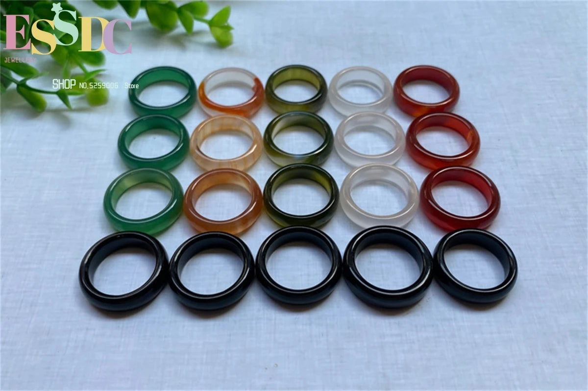 Hot Sale Natural stone rings jewelry a diversity of stones Six kinds of models Unisex Circle Natural Stone Finger Rings charms