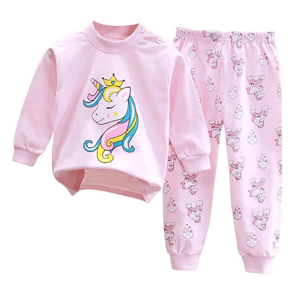 Cartoon Unicorn Animal Sleepwear Children Pajamas Sets Unisex Kids Autumn Clothing Durable Soft Warm Comfort for Every Day Use