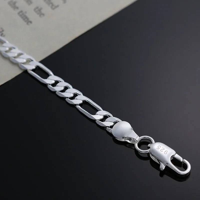 Wholesale charms classic 4MM sideways chain 925 Sterling silver Bracelet for woman boy man jewelry Wedding party Christmas gifts