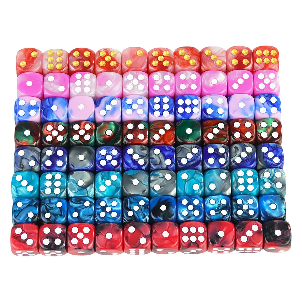 Premium Quality Pip D6 Dice Set for Table Board Gaming - 12mm Mixed Color, Pack of 10