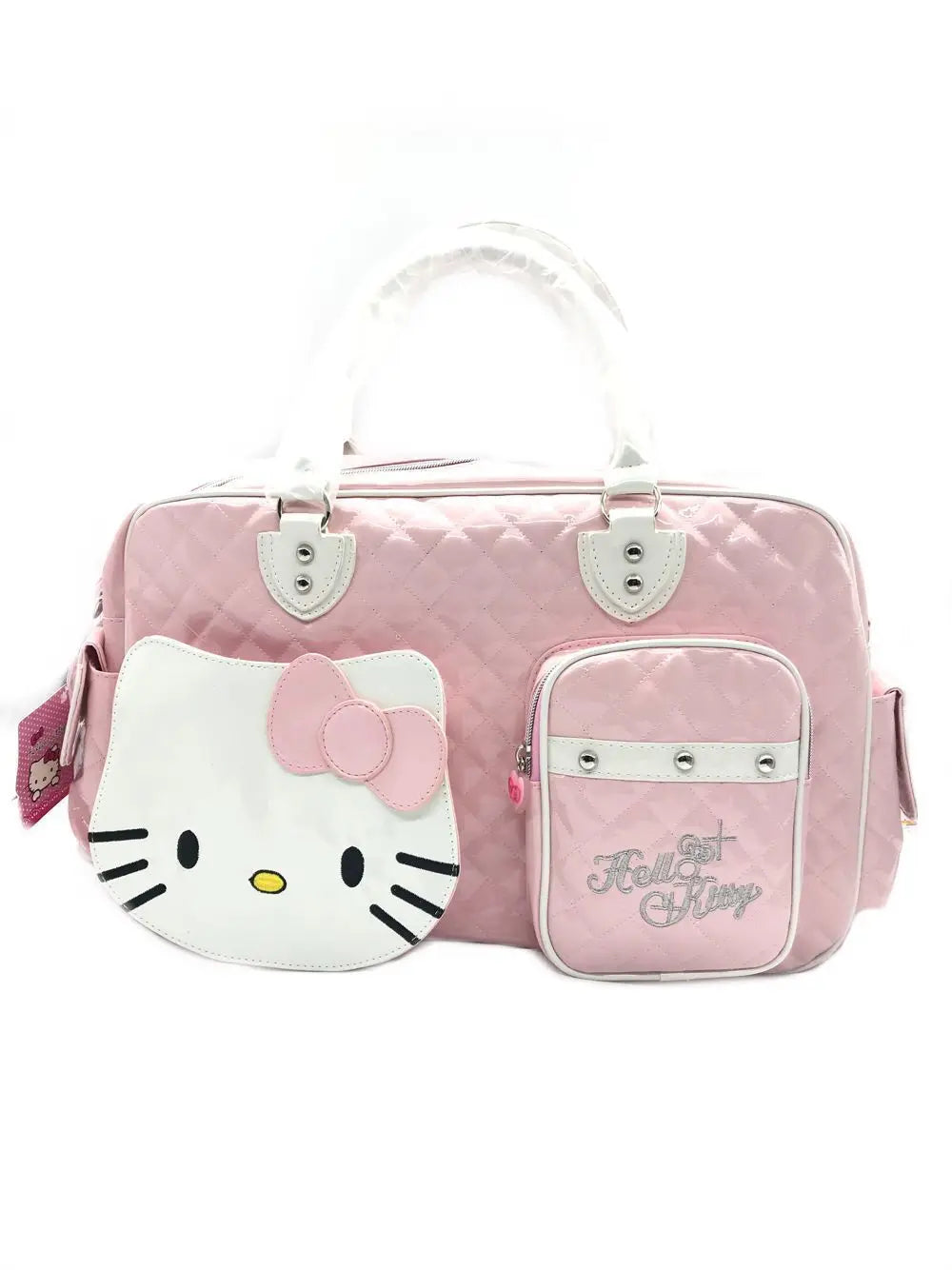 Hello Kitty Kawaii Sanrio Y2k High Capacity Handbag Messenger Bag Cartoon Pu Bright Surface Travel Bag Girls Fashion Travel Bag