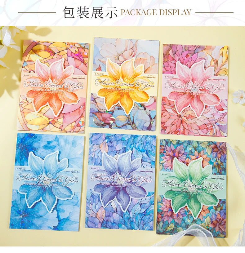 5 pcs Large size Floral pattern Background Stickers aesthetic Decorative collage Scrapbooking Diary Album Stationery Sticker