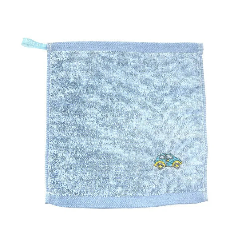 Children's Towel 30 * 30 Embroidered Pure Cotton Small Square Towel for Baby Kindergarten Face Washing Hand Wiping Burp Cloth