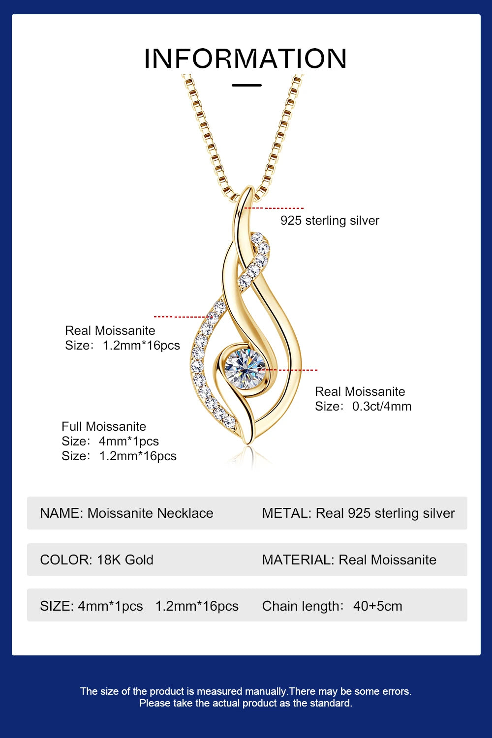 Real Full Moissanite Necklace for Women Twisted Pendant Choker Chain 925 Silver Yellow Gold Color Fine Jewelry with Certificate