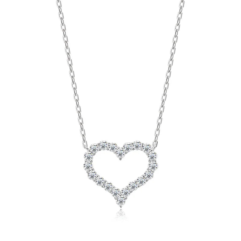 Smyoue 2CT Pass Tested Moissanite Heart Necklace for Women S925 Silver Plated Platinum Simulated Diamonds Pendant Birthday Gift