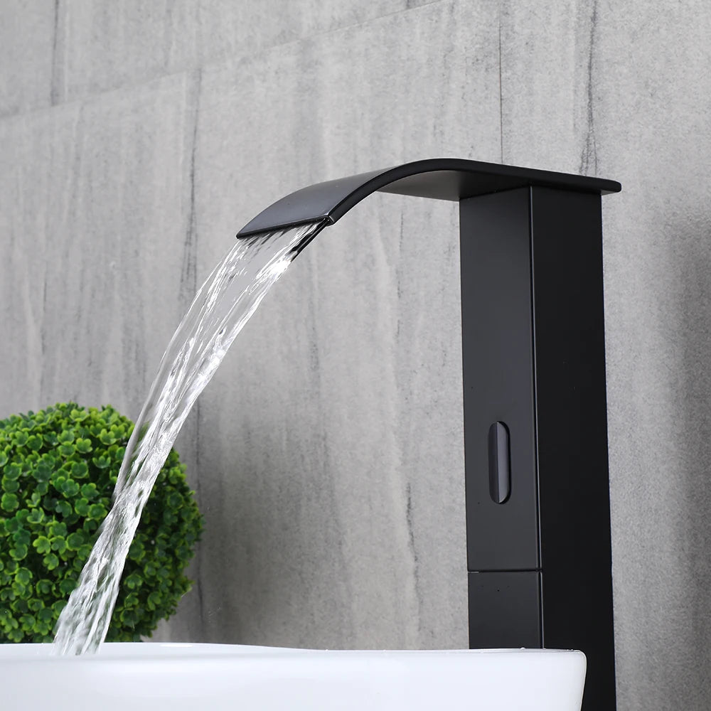 Luxury Sensor Bathroom Faucet Deck Mounted Tap Short or Tall Sink Mixer Battery Powered Infrared Sensing Basin Tap