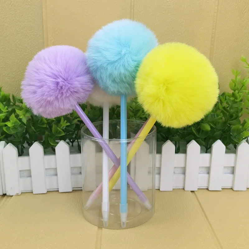 1Pcs Hairy Ball Ballpoint Pen,7Colors Holiday Gift,Office Student Writing Stationery P-2019