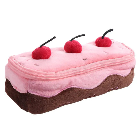 Cherry Cake Plush Pen Bag Cosmetic Bags Large Capacity Stationery Bag Exquisite Kawaii Pencil Pouch Stationery Box