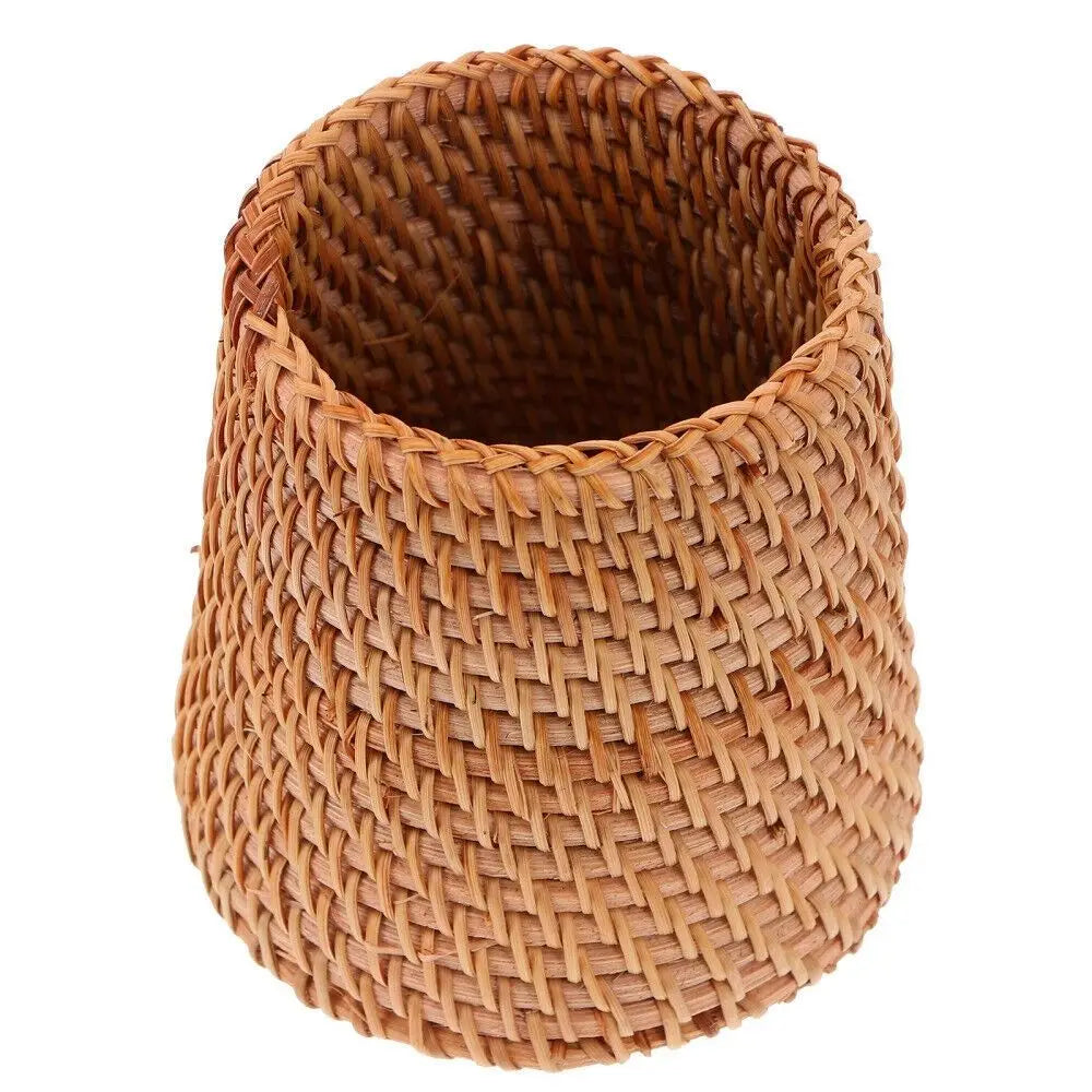 Handmade Rattan Pencil Holder Home Decoration Sundries Storage Basket Tableware Storage Household Pen Container Student Gifts