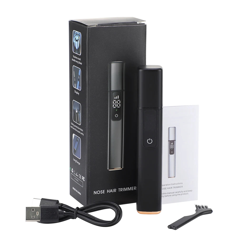 Electric Nose Hair Trimmer with Digital Display Hair Remover Nose Hair  Shaver Scissors Face Care Kit Tools with USB Charging