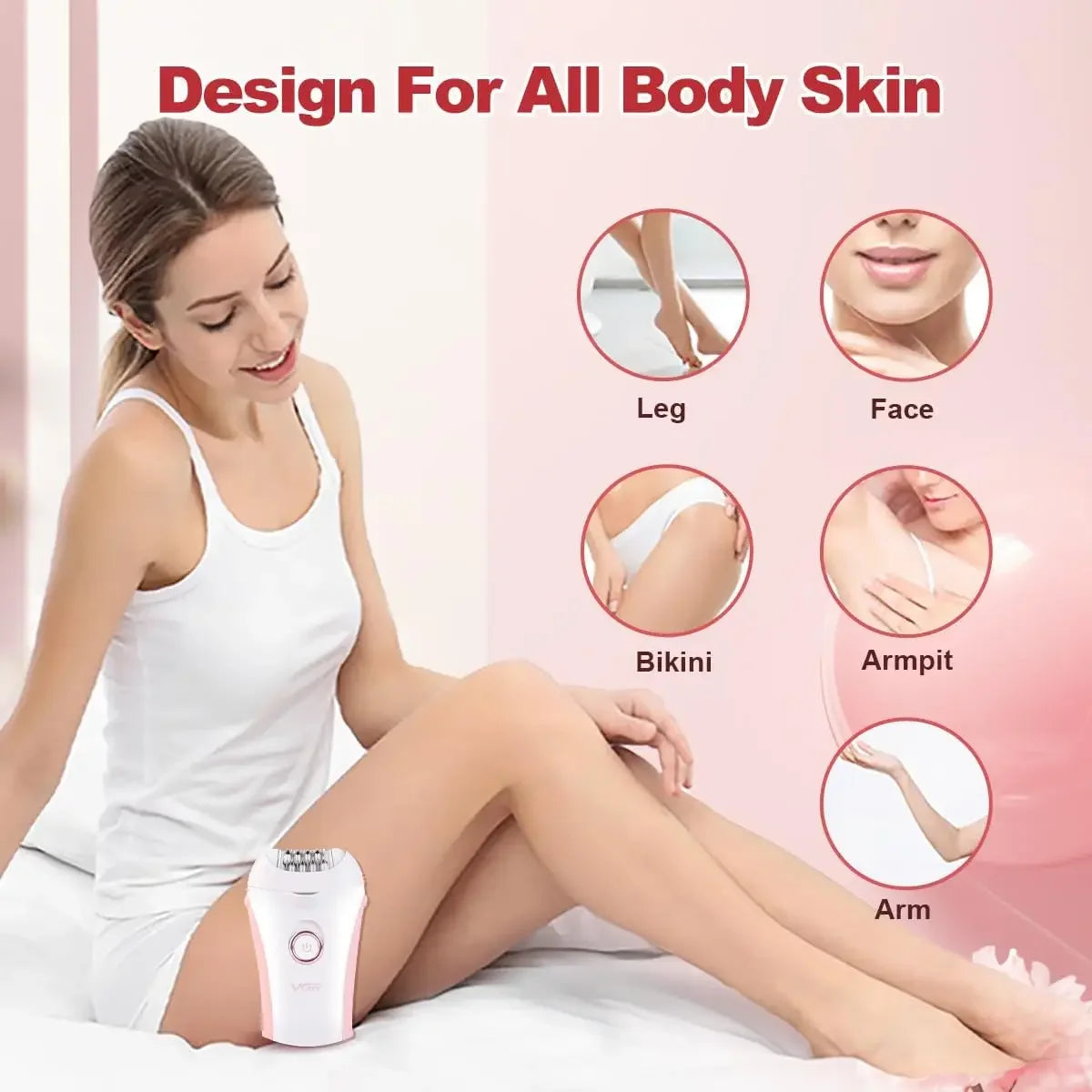 VGR Hair Remover Electric Epilator Portable Underarms Leg Body Epilator Bikini Hair Removal Tool USB Epilator for Women V-705