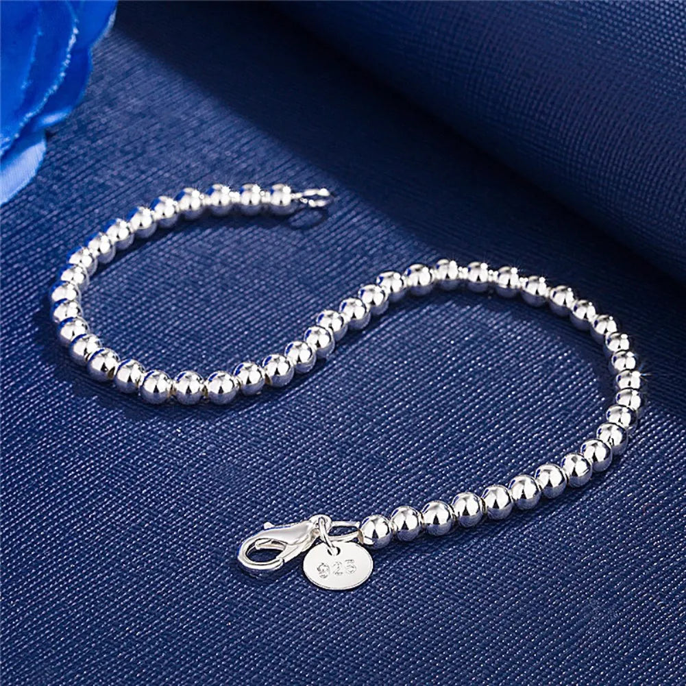 Hot Pretty Holiday gift 925 Sterling silver charms 4MM beads Bracelets for woman Popular brands jewelry fashion Wedding party