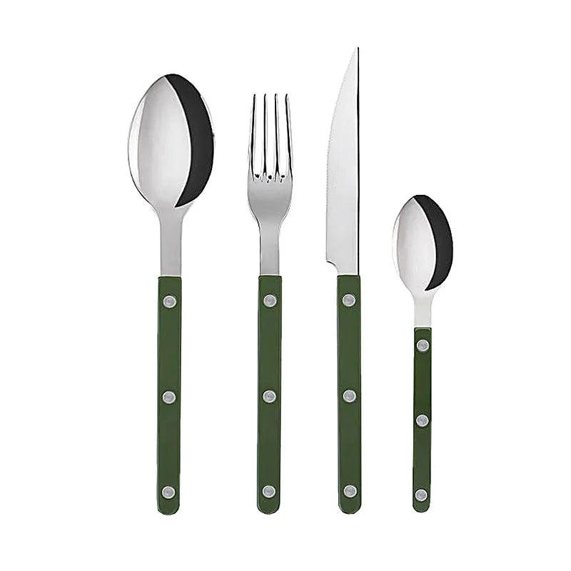 304 Stainless steel western tableware light luxury rivet handle household steak knife and fork dessert fork and spoon set