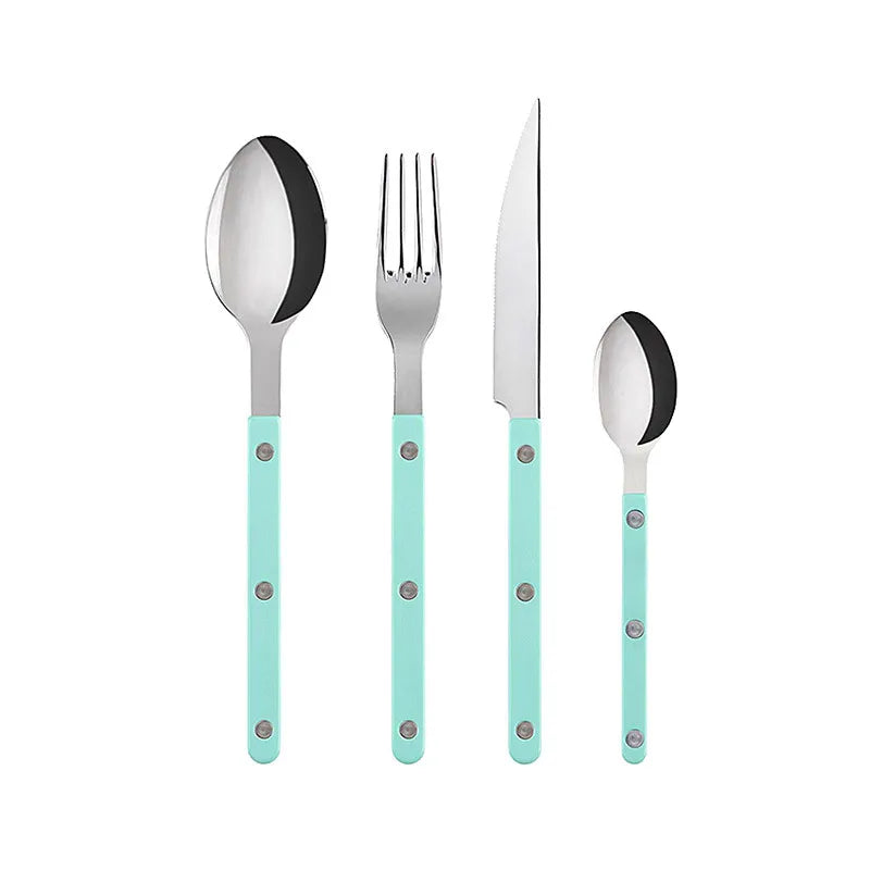 304 Stainless steel western tableware light luxury rivet handle household steak knife and fork dessert fork and spoon set