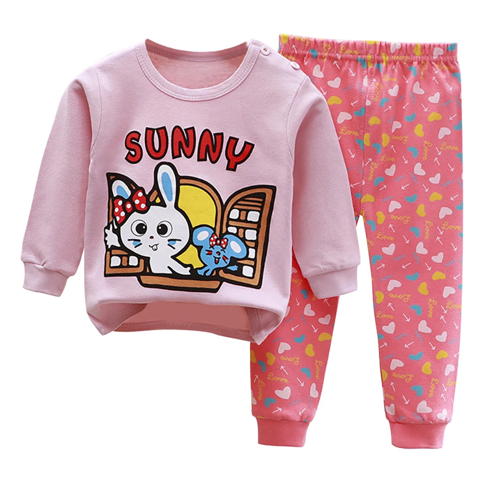 Cartoon Unicorn Animal Sleepwear Children Pajamas Sets Unisex Kids Autumn Clothing Durable Soft Warm Comfort for Every Day Use
