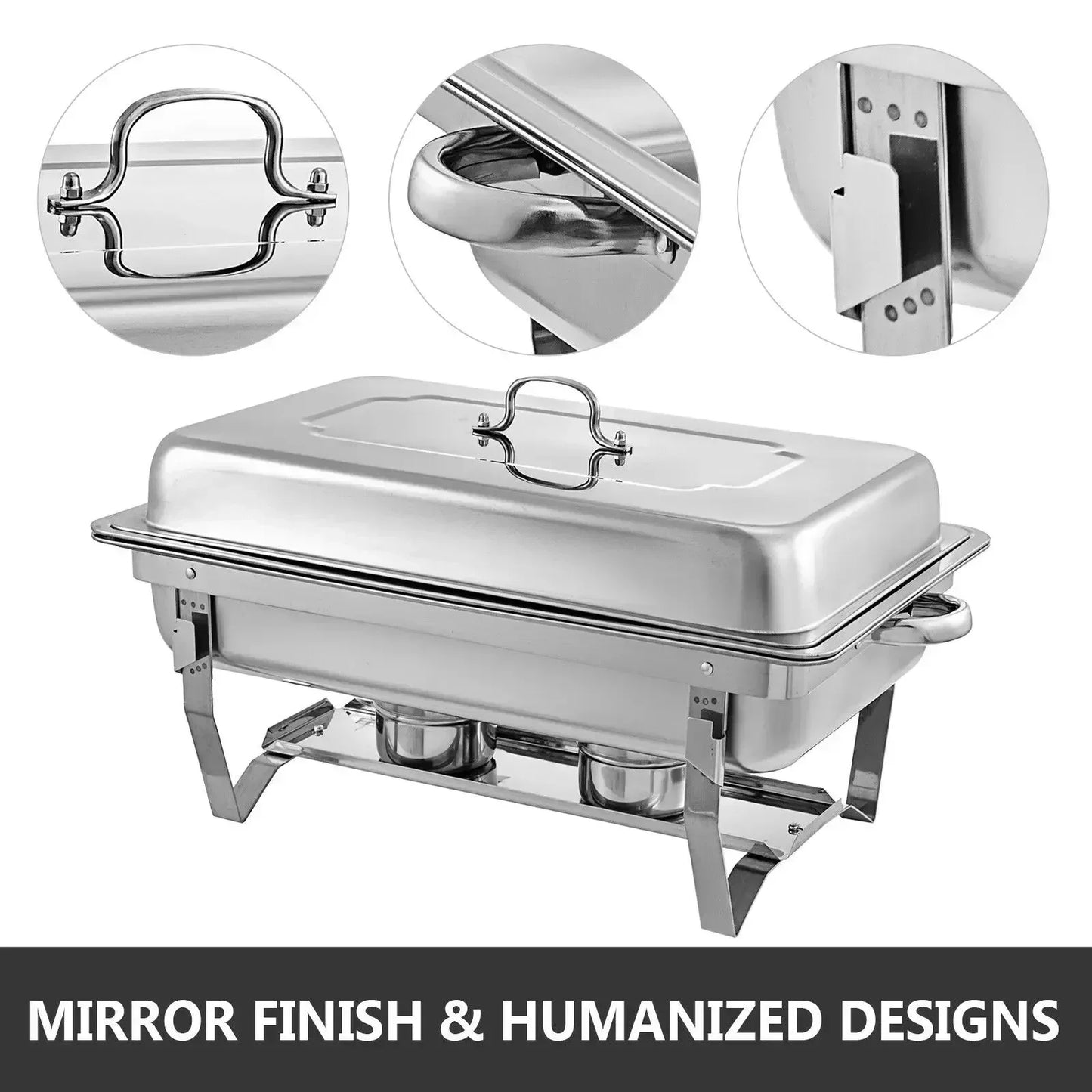 VEVOR 9L/8 Quart Chafing Dishes Buffet Stove Food Warmer Stainless Steel Foldable for Self-Service Restaurant Catering Parties