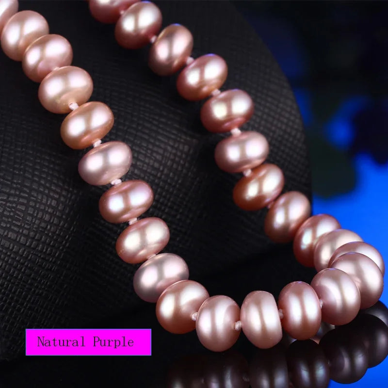 HENGSHENG High Luster 8-9mm 100% Natural Fresh water Pearl Necklace Long 45cm for Women Girls Birthday /Wedding Pearl Jewelry