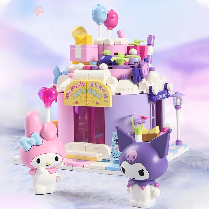 2023 Sanrio Assembled Toy Building Blocks Kuromi Cinnamoroll Mymelody Model Educational Game Graphics Cartoon Building Blocks