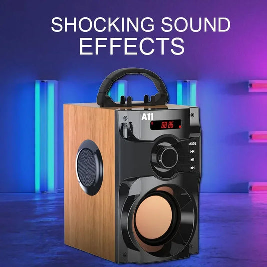 Portable Subwoofer Wireless Bluetooth Speaker Outdoor Hi-Fi Surround Bass Remote Control FM Radio Support Microphone Karaoke