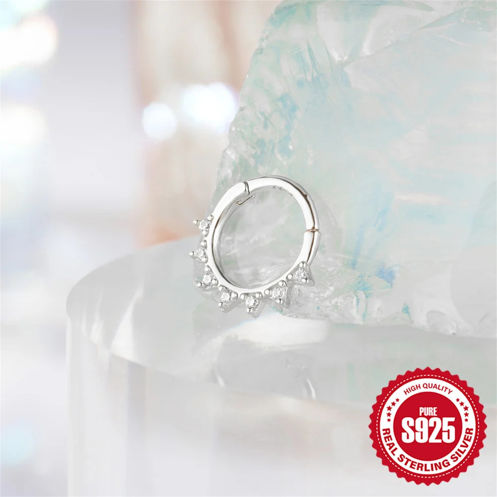 CANNER 1PC 925 Sterling Silver Triangle Zircon Cartilage Piercing Hoop Earring For Women's 18k Gold Minimalism Fine Jewelry Gift