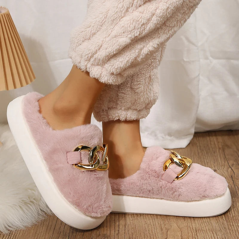 White Bunny Slippers For Home Kawaii Shoes Women Rabbit Fluffy Slippers Winter Indoor Sandals Woman Platform Bootie Slipper New