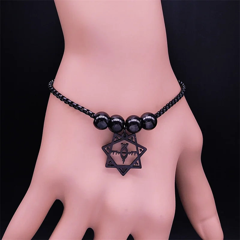 Goth Wicca Triple Moon Ghost BC Band Bracelet Flower Hecate Wheel Prince Satan Pentagram Stainless Steel Bracelets Jewelry Gift