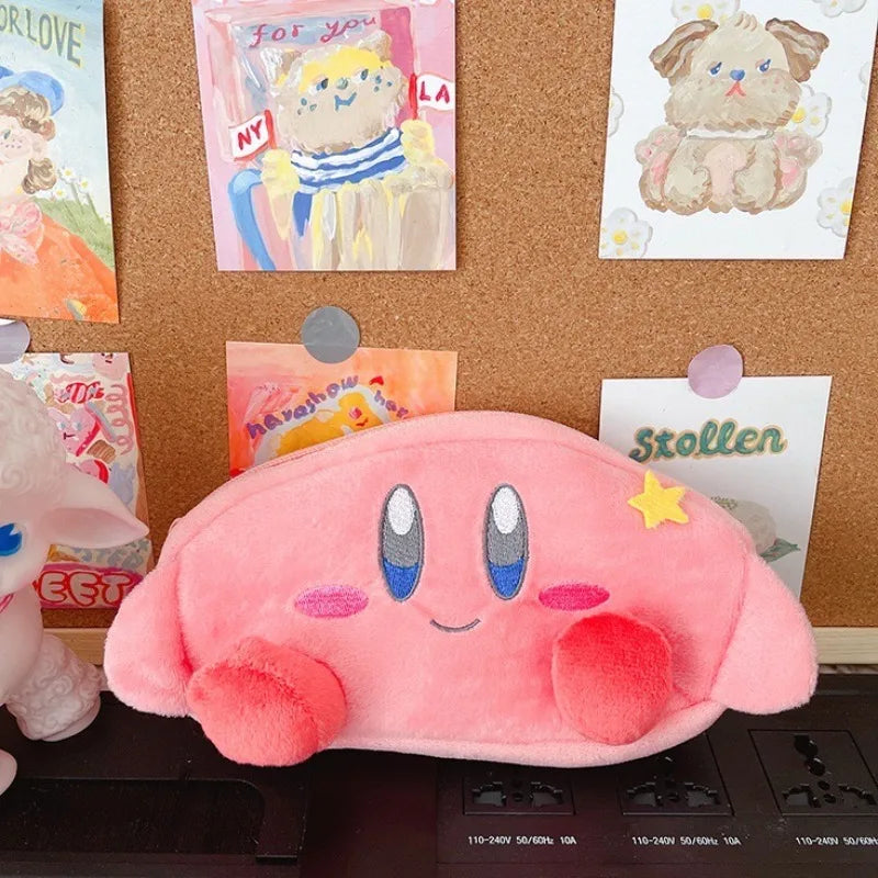 Kirby Pencil Pouch Plush Pencil Case Stationery Box Cartoon Organizer Makeup Bag Girl Cute Soft Stationery Bag Coin Cosmetic Bag