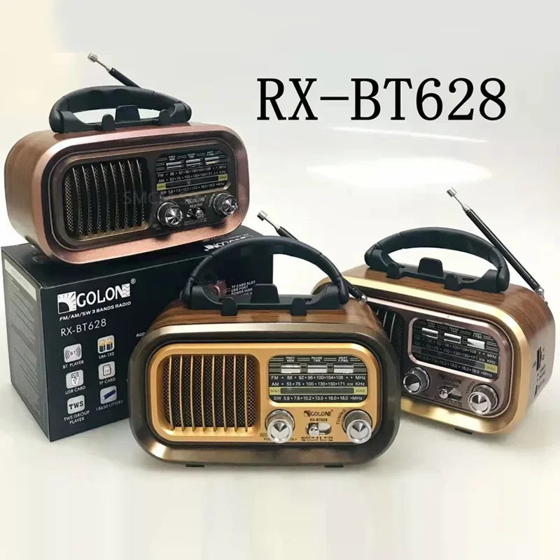 Portable Emergency Retro Radio FM/AM/SW1-6 Radio Receiver BT Speaker Solar MP3 Music Player with LED Light Support USB/TF Card