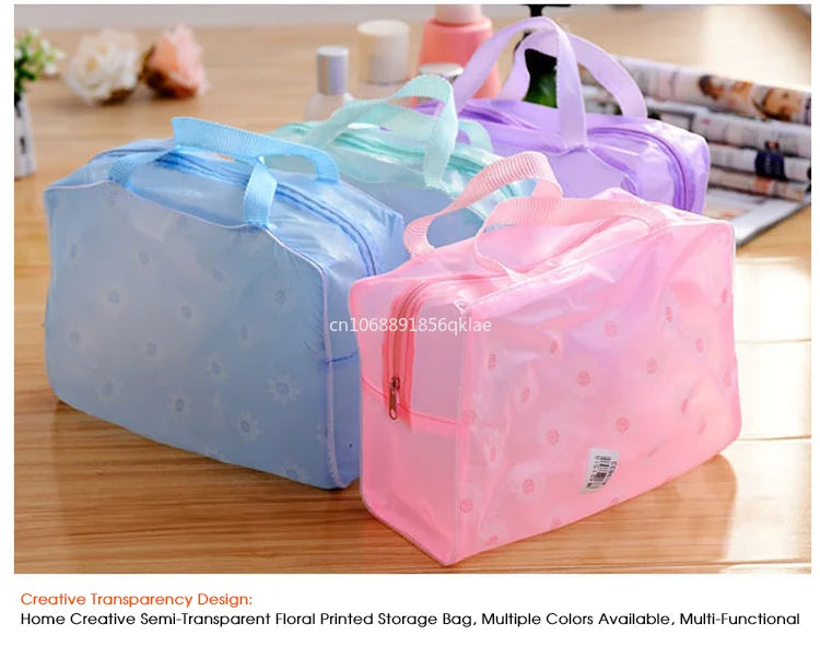Transparent Waterproof PVC Cosmetic Storage Bag Multicolour Women Organizer for Makeup Pouch Compression Travelling Bath Bags