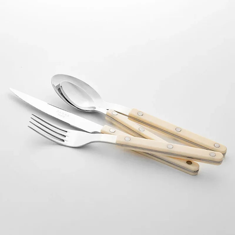 304 Stainless steel western tableware light luxury rivet handle household steak knife and fork dessert fork and spoon set