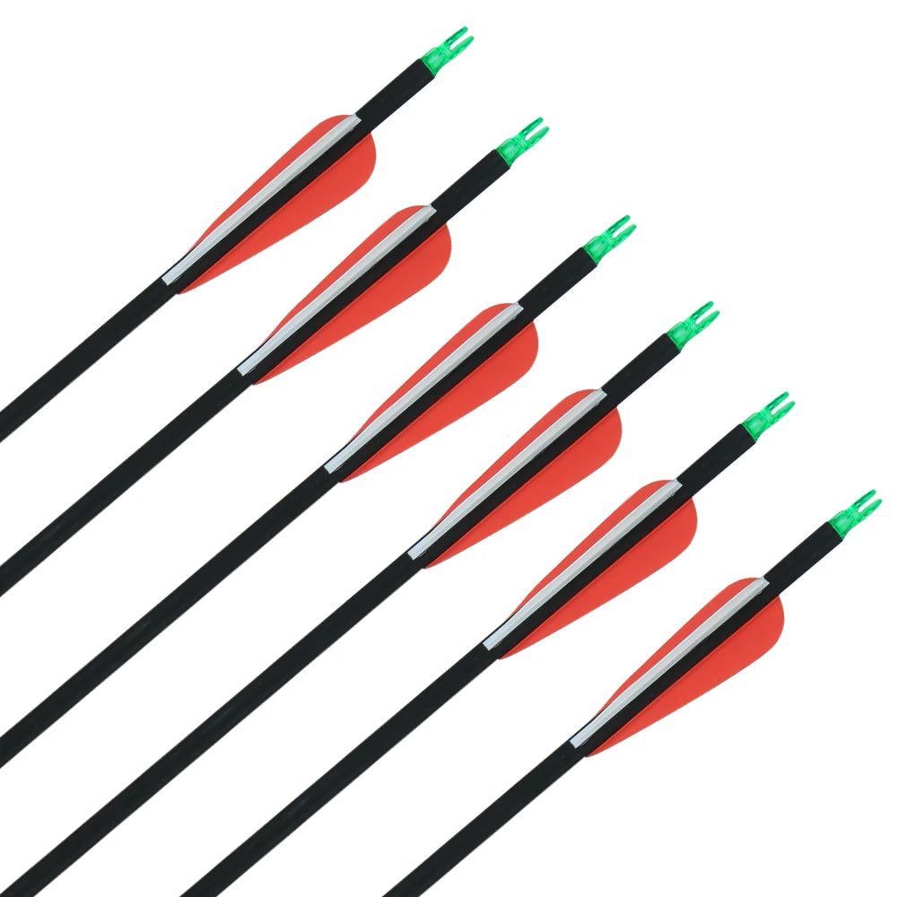 12pcs 31.5inch Mixed Carbon Arrow Spine 500~550 with Replaceable Arrowhead for Outdoor Hunting Compound Recurve Traditional Bow