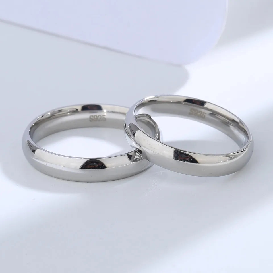 Buyee 925 Sterling Silver Couples Ring Sets Light Polishing Simple Ring for Woman Man Classic Fashion Wedding Jewelry Circle