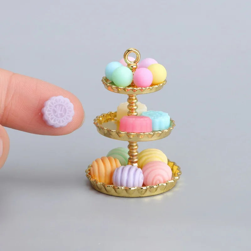 New Mini 1/2 Miniature Dollhouse Food Sweet Dessert Cake Stand for blyth barbies ob11 bjd Doll Toy