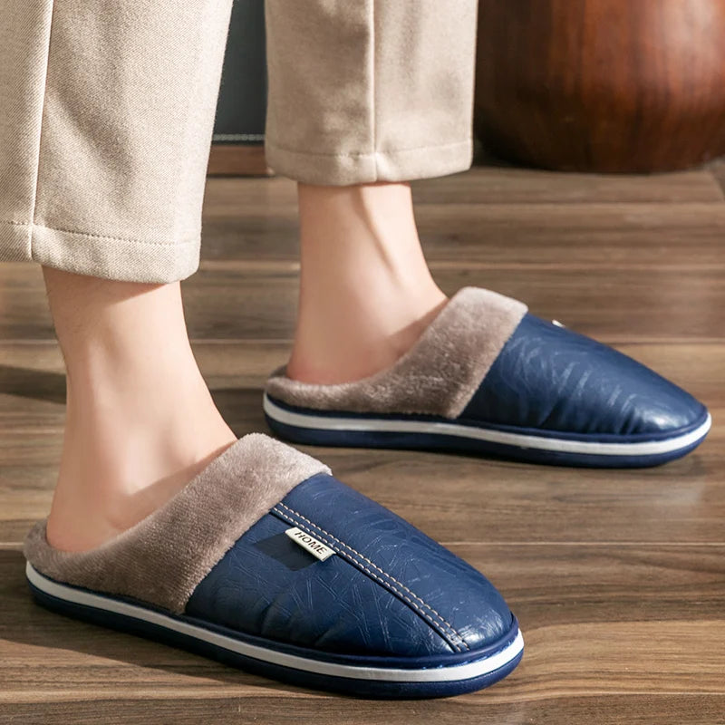 Water Repellent Home Slippers Soft Cozy House Slippers Anti-skid Slip-on Shoes Indoor For Men Winter Shoes