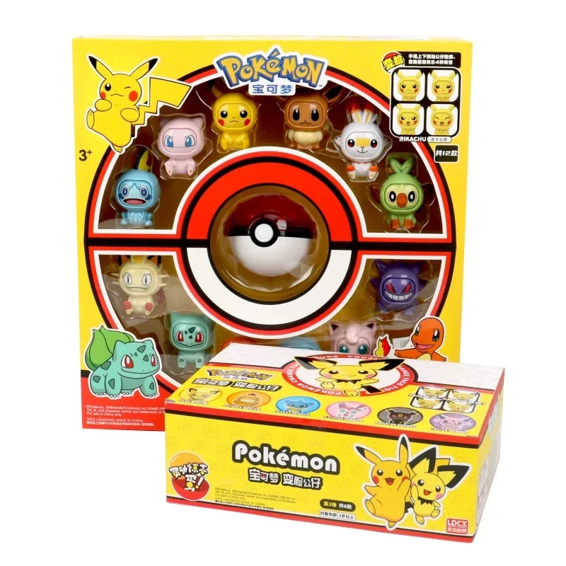 Pokemon Face Changing Anime Action Figure Kawaii 12 Kind Doll Dragon Ball Pokeball Pocket Monster Pikachu Child Toy Set kids toy