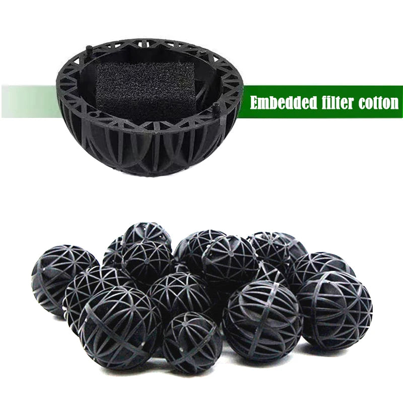 20/50/100Pcs/Lot Aquarium Bio Balls Filter Media Fish Tank Nitrifying Bacteria Bio Ball With Filter Cotton Diameter 16~76mm