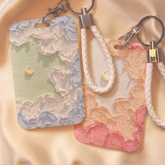 Cartoon Ins Photocard Holder Keychain Kpop Students Card Protectors Pink ID Bank Cards Cover School Stationery