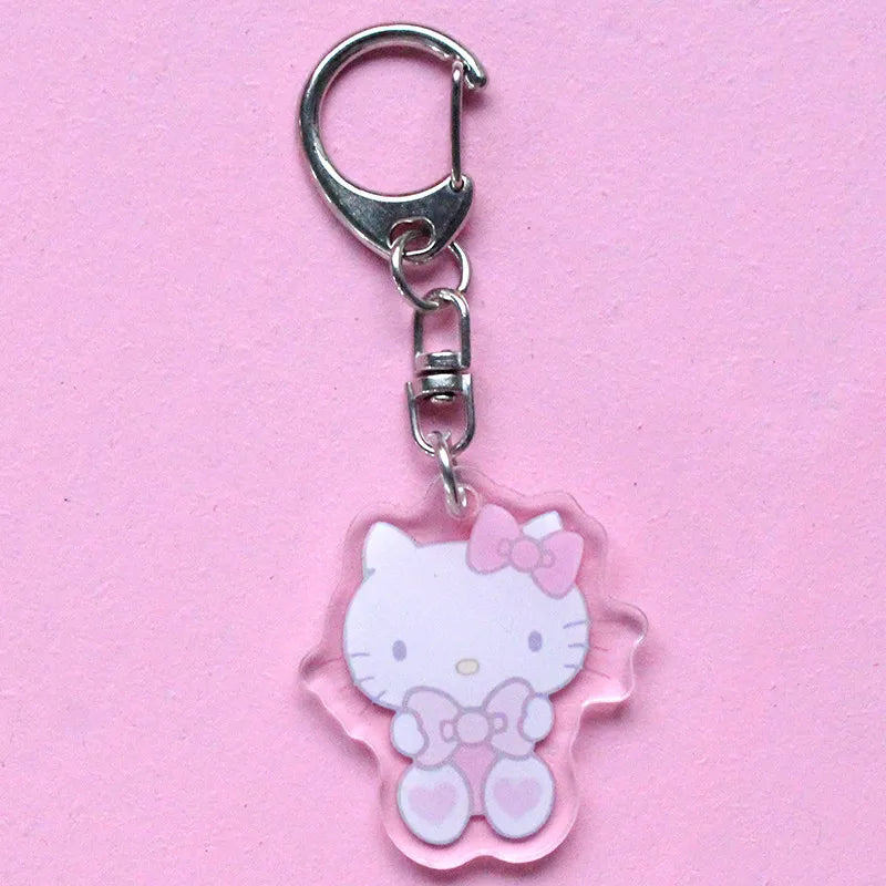 Hello Kitty Acrylic Keychain Accessories Sanrio Anime Figures Key Chain Pendant Cartoon Cosplay Chains Keyring Accessoried Gifts