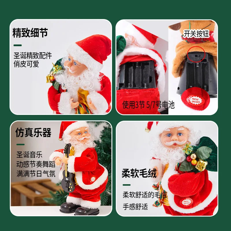 Santa Claus Climbing Beads Ladder Chimney Electric Climb Up and Down Climbing Santa Light and Music New Year Christmas Pendant